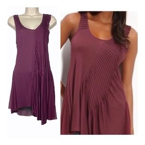 Free People Pleating & Mesh Maroon Dress/Tunic